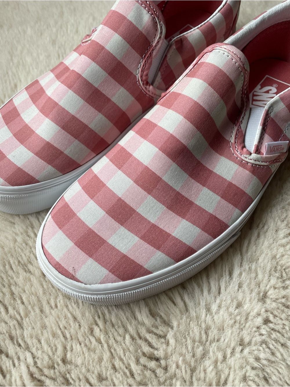 Vans | Gingham Rosette Pink & White Sneakers | 9.5 - Picture 10 of 11